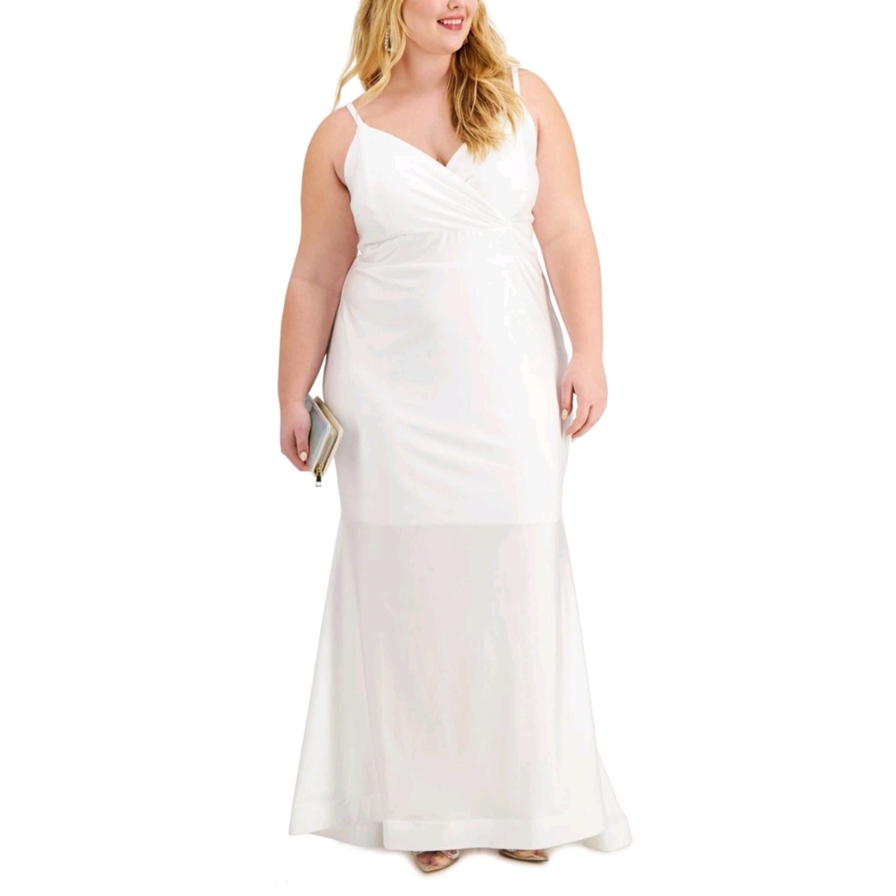NWT Morgan & Co White Fit+Flare Maxi Dress Size 20W